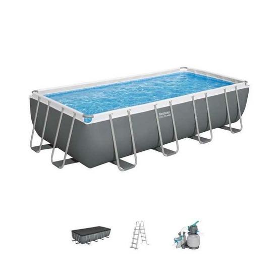 Kit piscine hors sol tubulaire bestway - steel pro max - 549 x 274 x 122 cm - rectangulaire (filtre a sable, échelle, bâche)