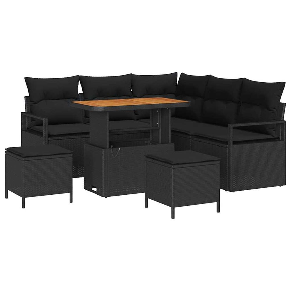 Ensemble de canapé de jardin 8 pc noir polyrotin