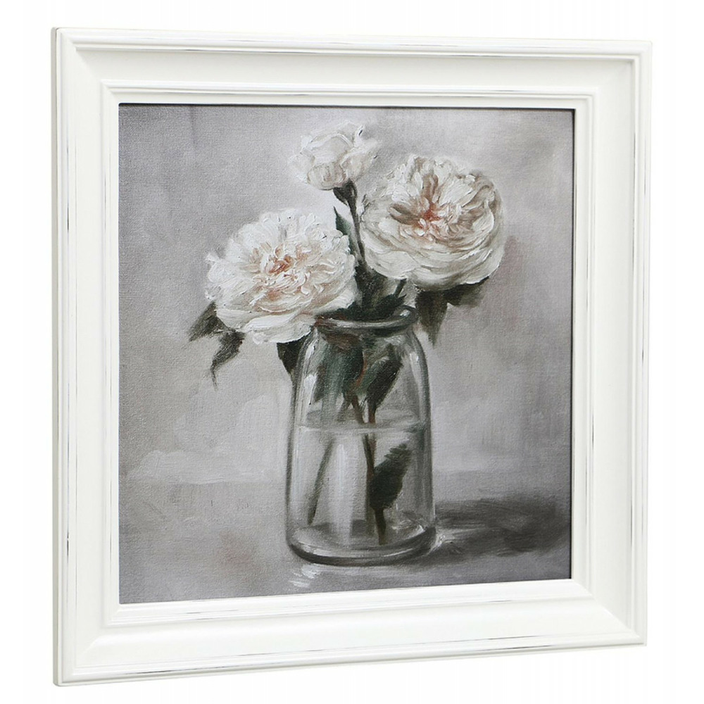 Huile pivoines bois multicolore - charme interior's