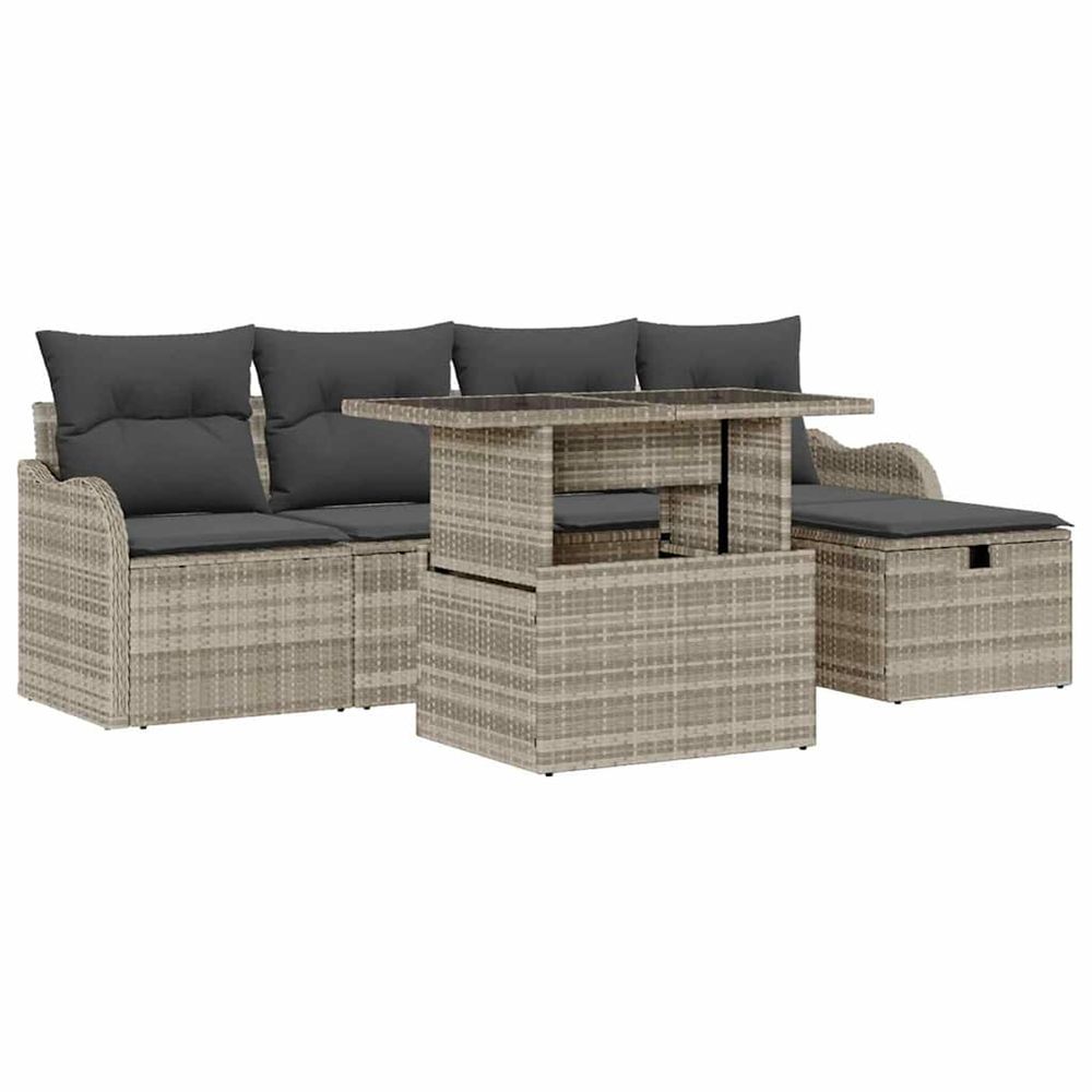 Ensemble de canapé de jardin 6 pc gris clair polyrotin