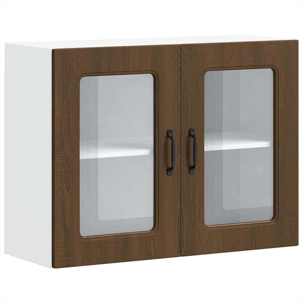 Armoire murale de cuisine et porte en verre kalmar chêne marron