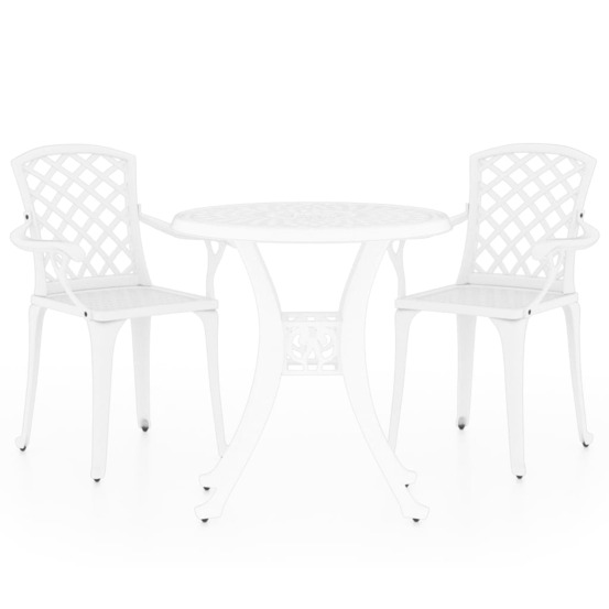 Ensemble de bistro 3 pcs aluminium coulé blanc