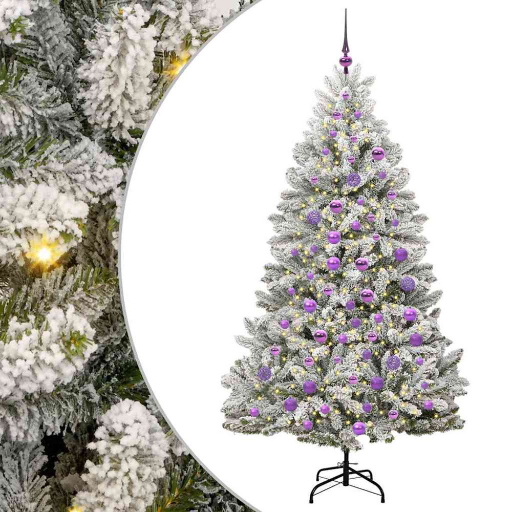 Sapin de noël artificiel vert et blanc 180 cm pvc et métal