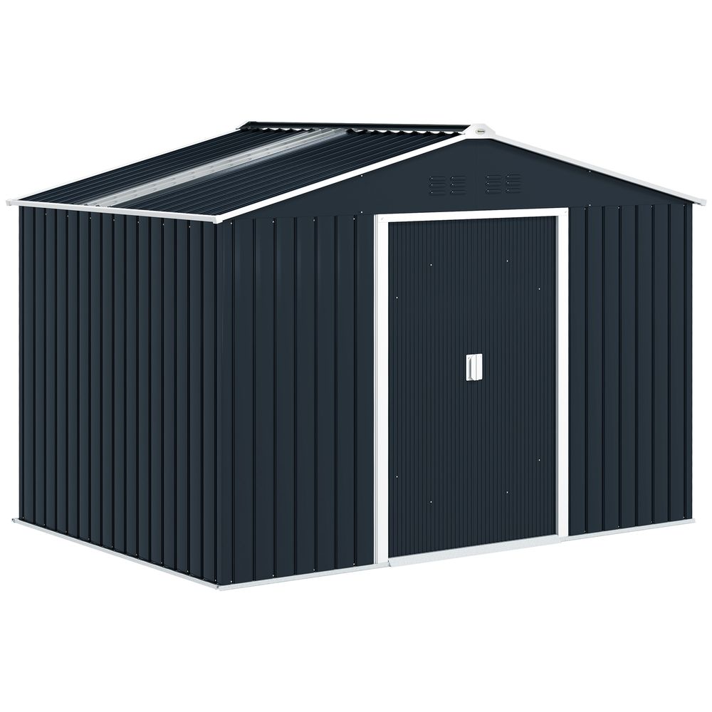 Abri de jardin acier extérieur rangement avec base renforcée sans plancher gris foncé - comfortxl outdoor living