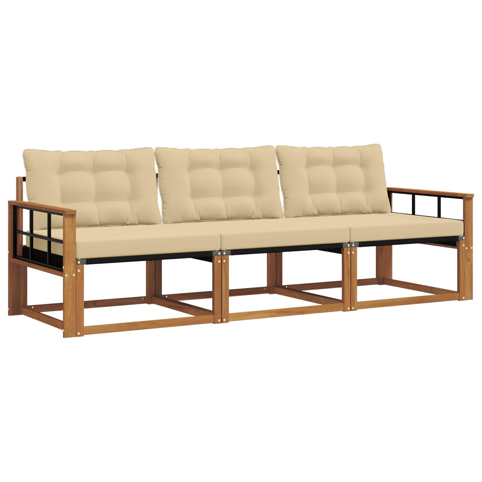 Ensemble de canapés d'extérieur 3 pcs naturel et beige