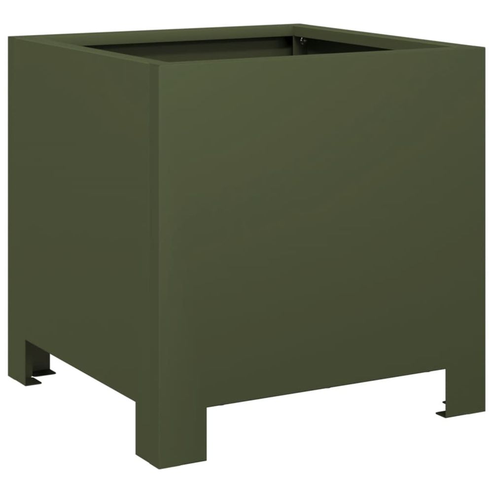 Jardinière d'extérieur vert olive 30x30x30 cm acier