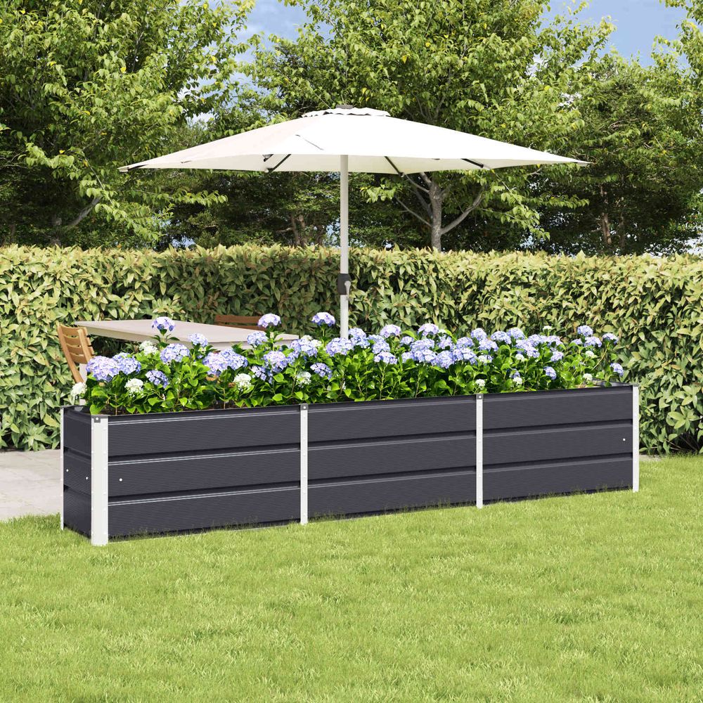 Jardinière xxl acier anthracite pour aménagement paysager balcon jardin 240x40x45 cm
