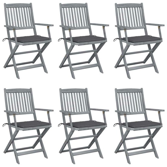 Chaises pliables d'extérieur lot de 6 et coussins bois d'acacia