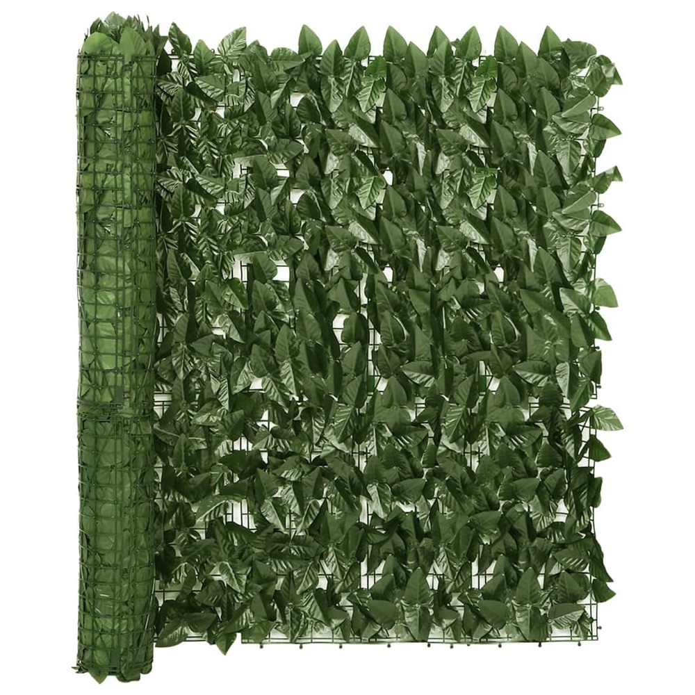 Écran de balcon brise pare vue protection confidentialité avec feuilles 300 x 100 cm vert foncé