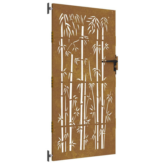 Portail de jardin 85x175 cm acier corten design de bambou