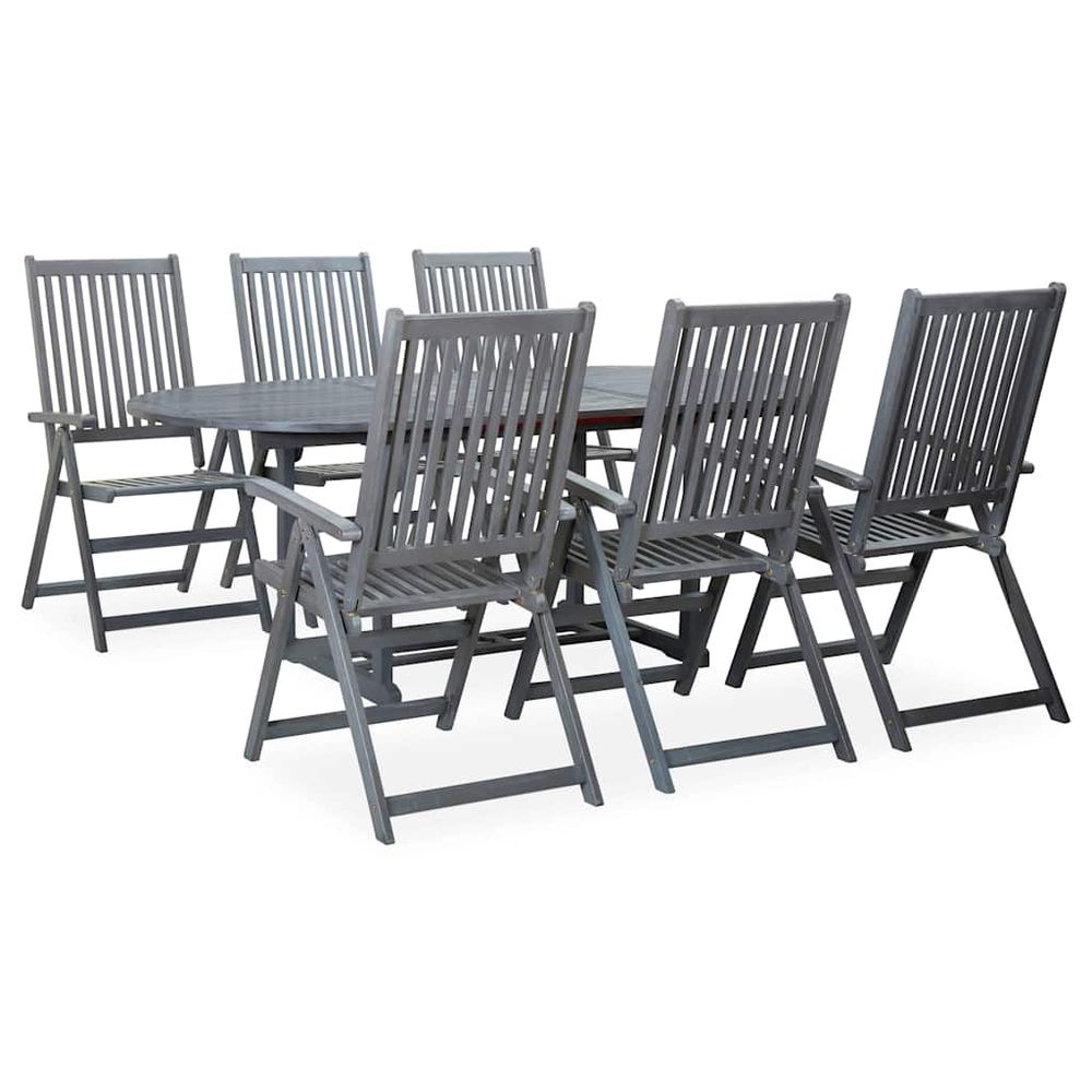 Ensemble à manger d'extérieur 7 pcs bois d'acacia solide gris