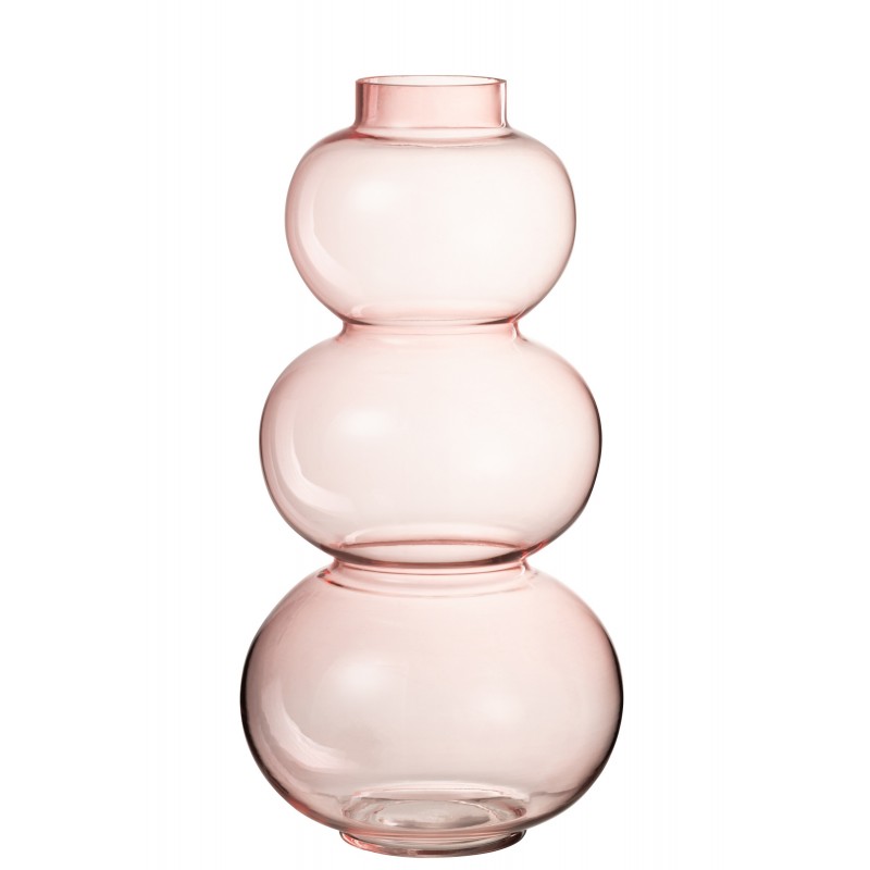 Vase 3 boules en verre rose 19x19x36 cm