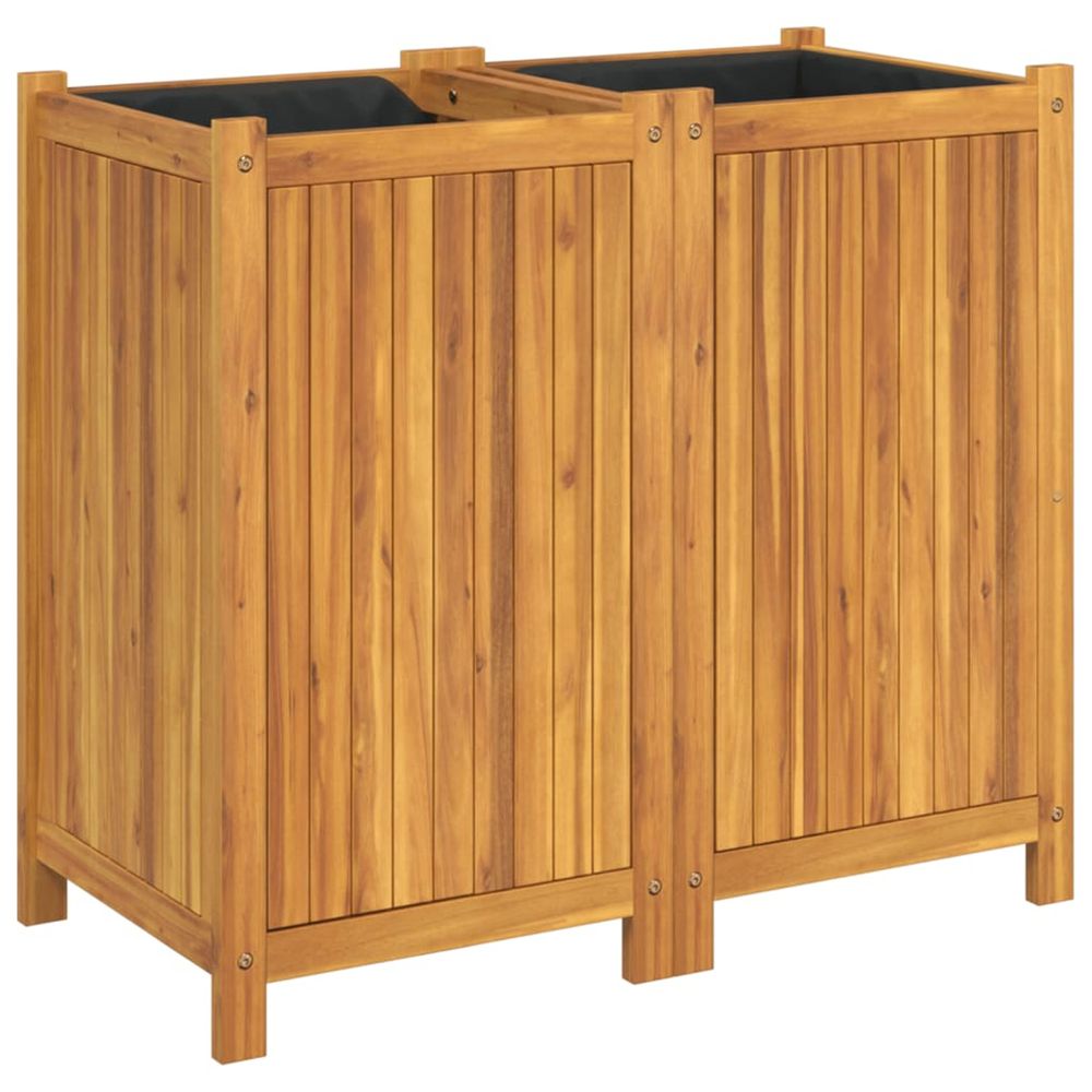 Jardinière d'extérieur avec doublure 84x42x75 cm bois massif d'acacia