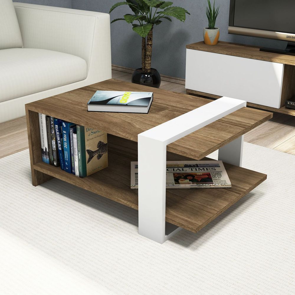 Table basse design scandinave gaye - l. 80 x h. 35 cm - marron noix