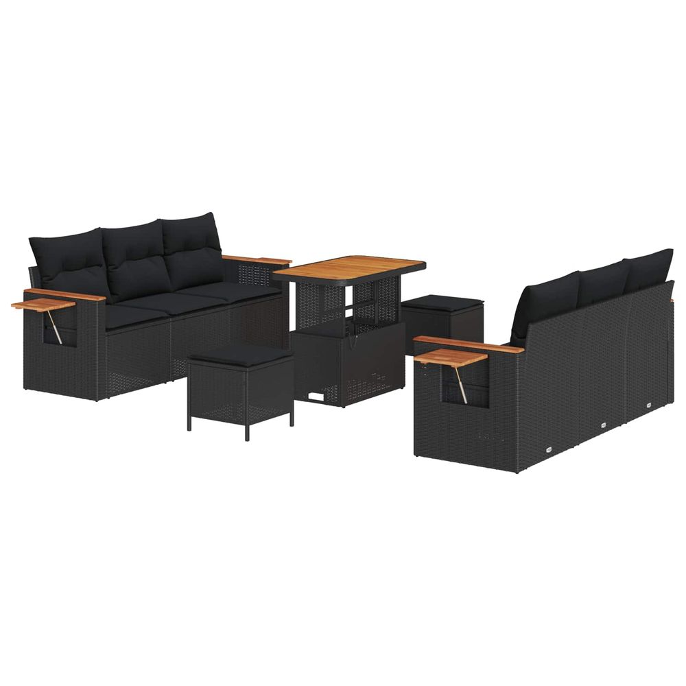 Ensemble de canapé de jardin 9 pc noir polyrotin