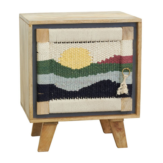 Chevet artisanal en manguier et coton tissé sunset