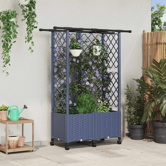 Potager surélevé treillis et toit pp terrasse aménagement 124cm gris