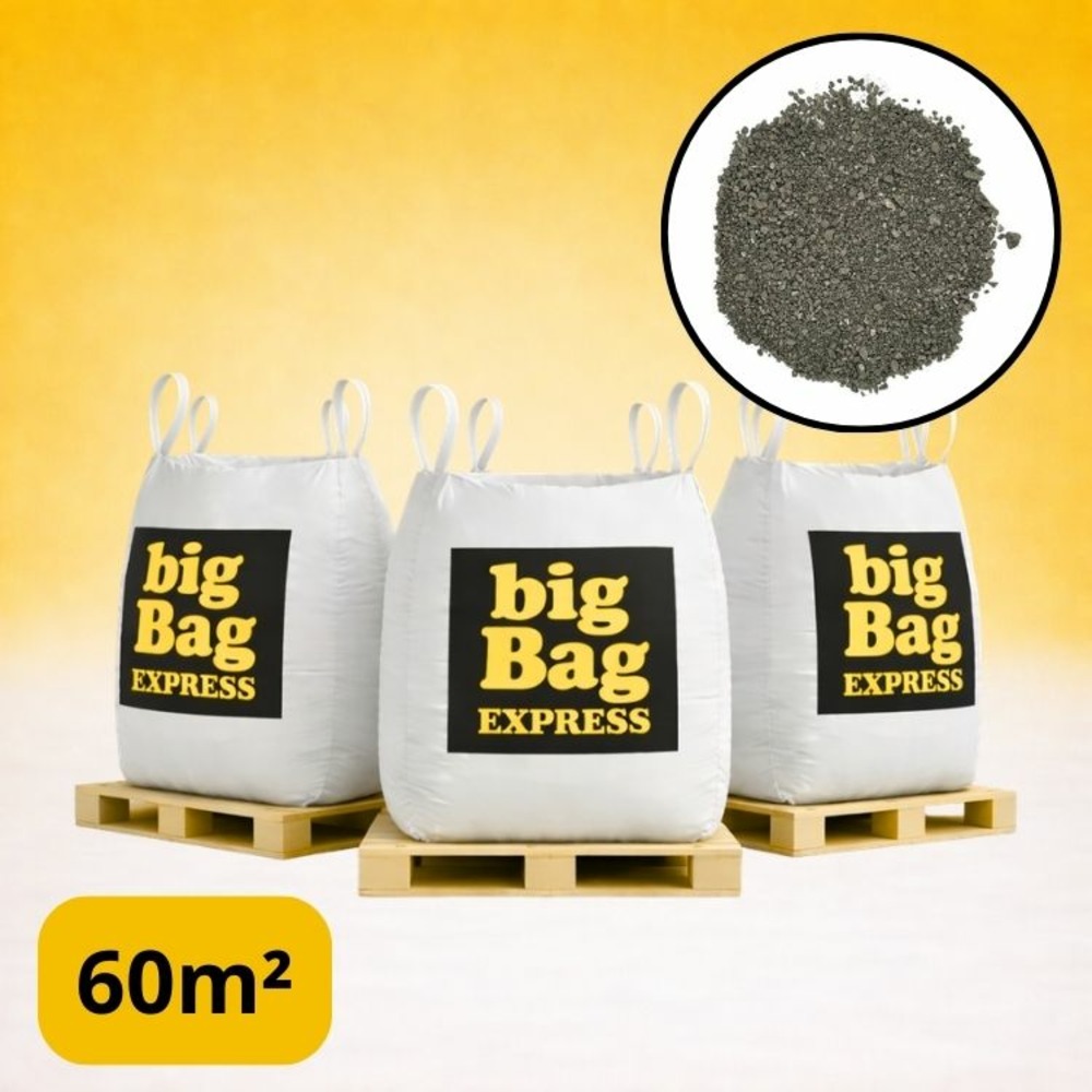 Pack 3 x big bag de +/- 1,5t ≃ 60m² sable lavé gris ø 0/4 mm - livraison premium