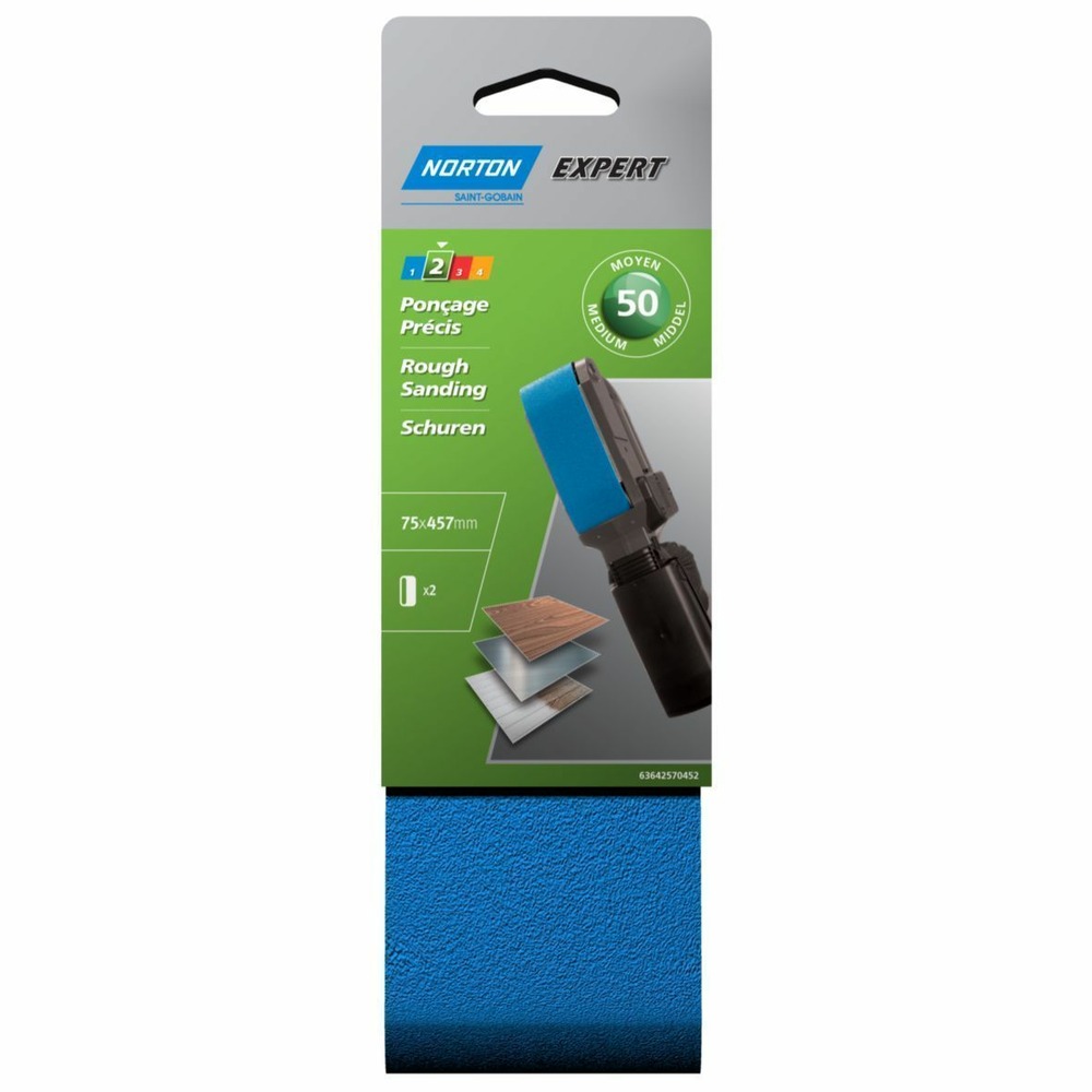 2 bandes corindon expert 75 x 457 mm (grain 50)