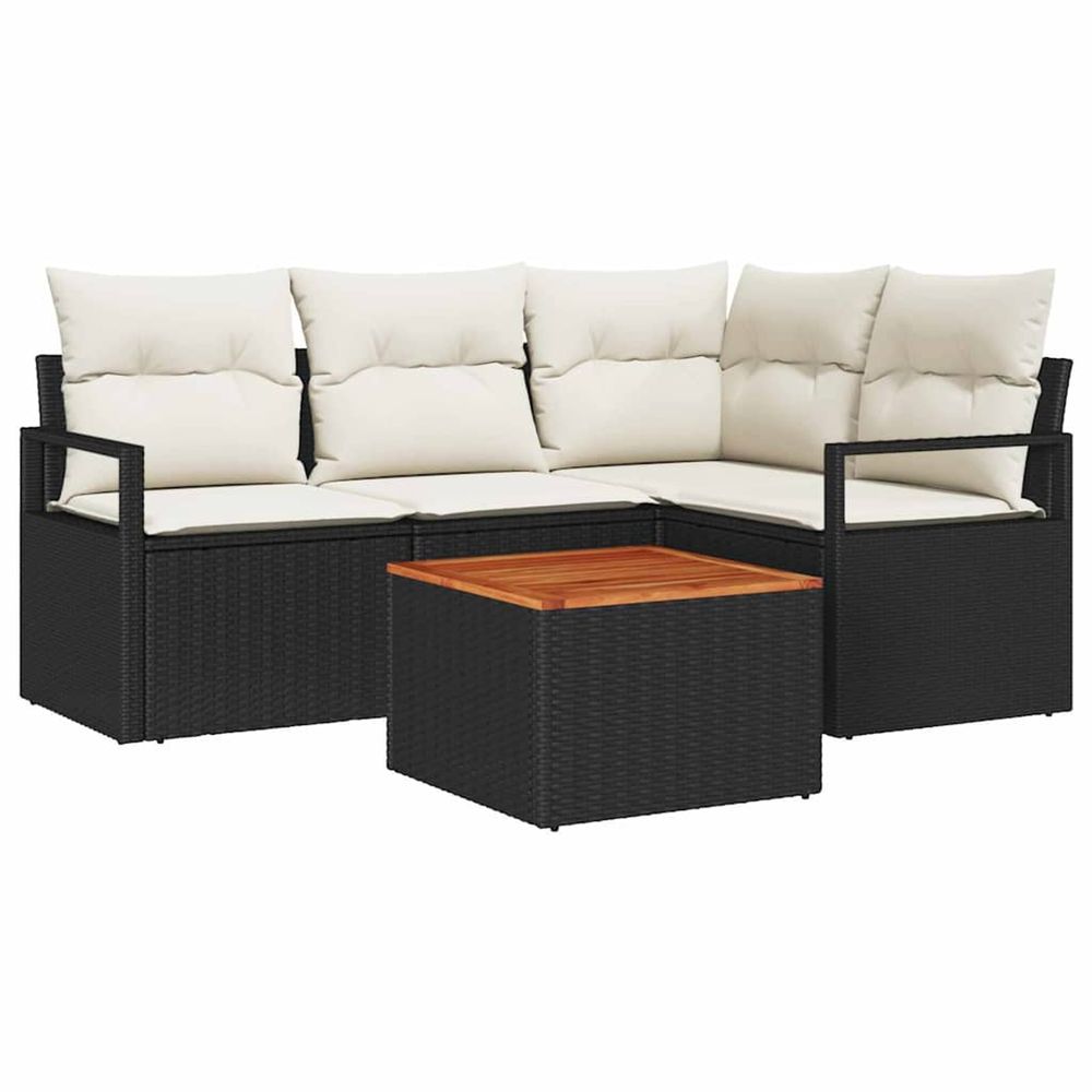 Ensemble de canapé de jardin 5 pc noir polyrotin