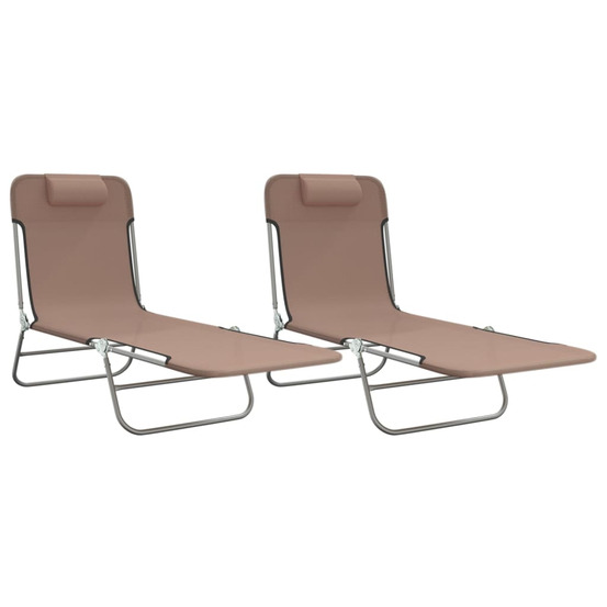Chaises longues pliables lot de 2 marron textilène et acier