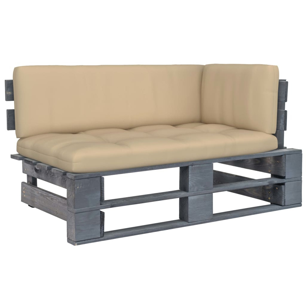 Canapé d'angle palette de jardin gris bois de pin imprégné