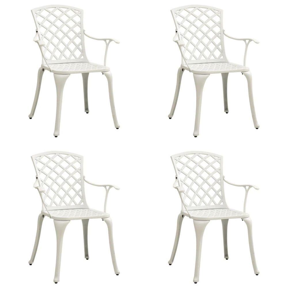 Chaises de jardin lot de 4 aluminium coulé blanc