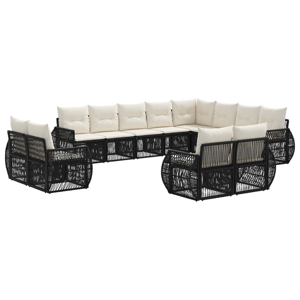 Ensemble de canapé de jardin 12 pc noir et blanc crème
