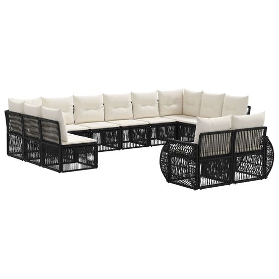 Ensemble de canapé de jardin 12 pc noir et blanc crème