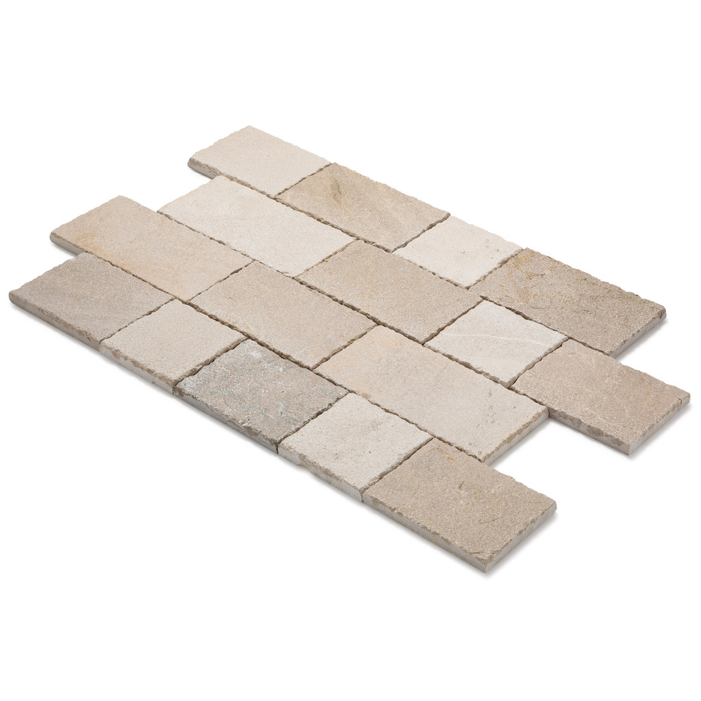 Pavé pierre naturelle evora beige nuancé longueur librex15 cm ep.2 cm (au m²)