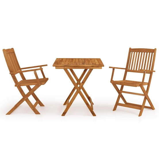 Ensemble à manger de jardin pliable 3 pcs bois d'acacia solide