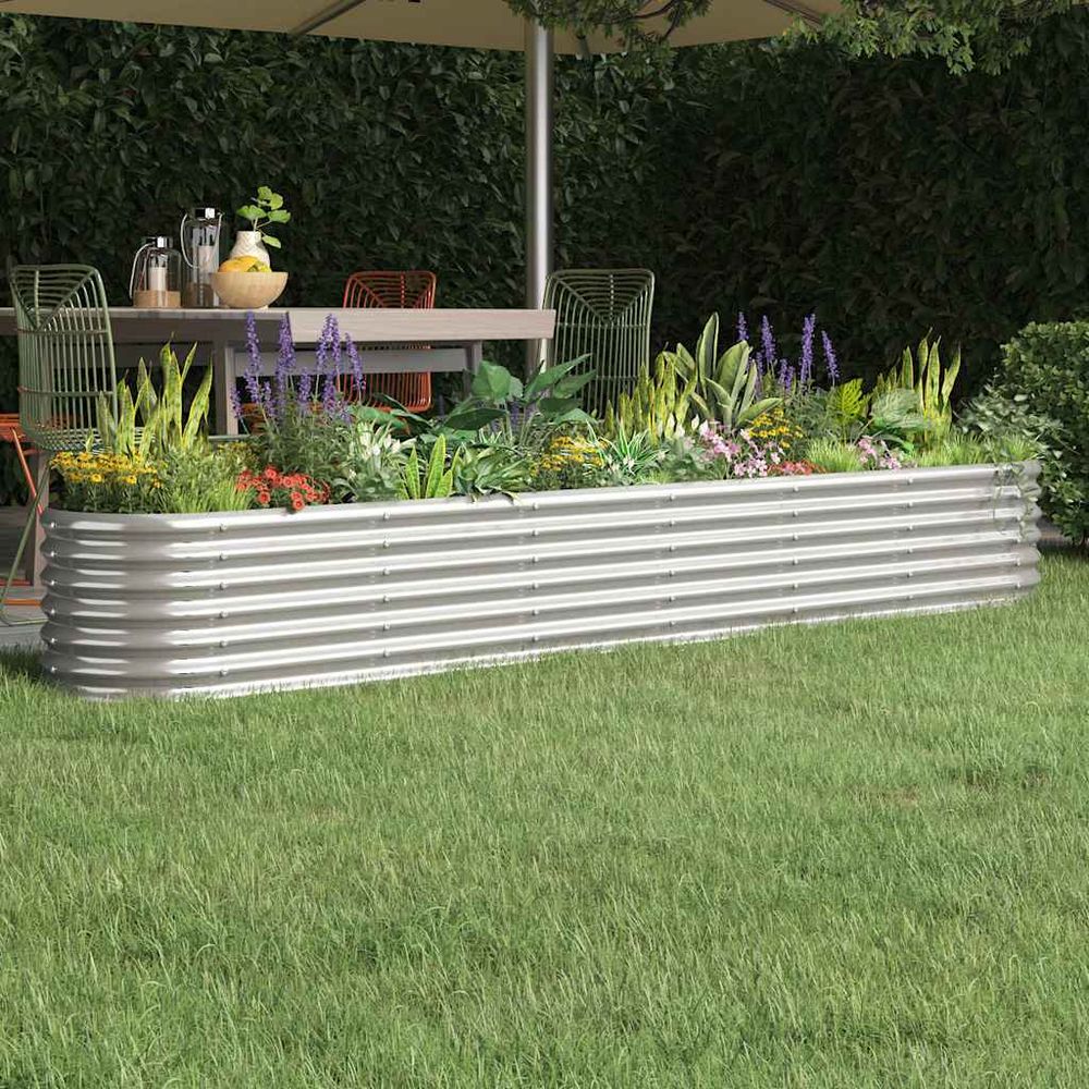 Jardinière surélevée acier potager jardin balcon argenté 260x40x36 cm