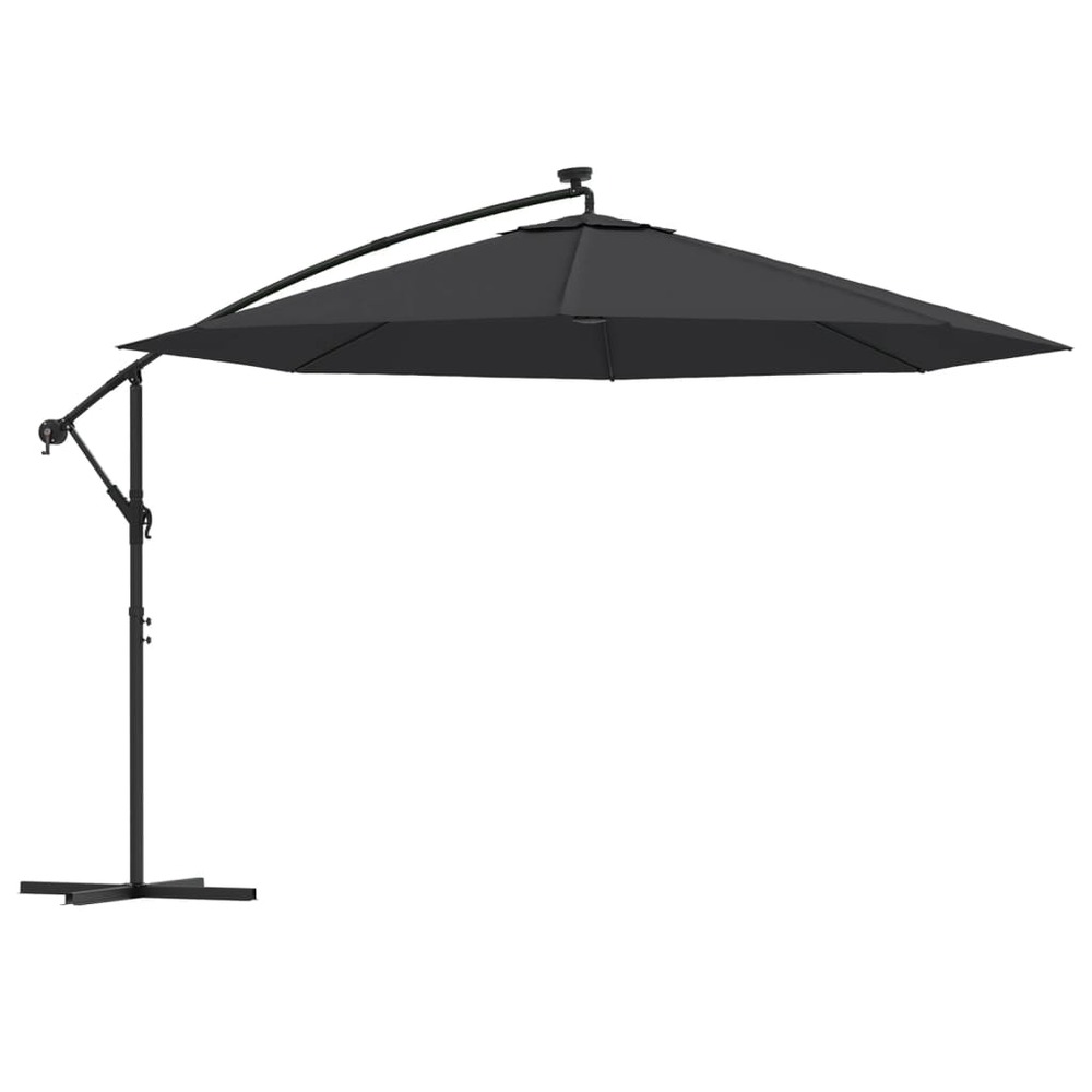 Parasol déporté avec lumières led noir 350 cm