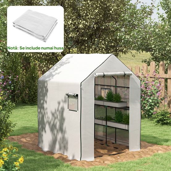 Bâche de serre de remplacement pe renforcé 140 x 143 x 190 cm porte enroulable - comfortxl outdoor living