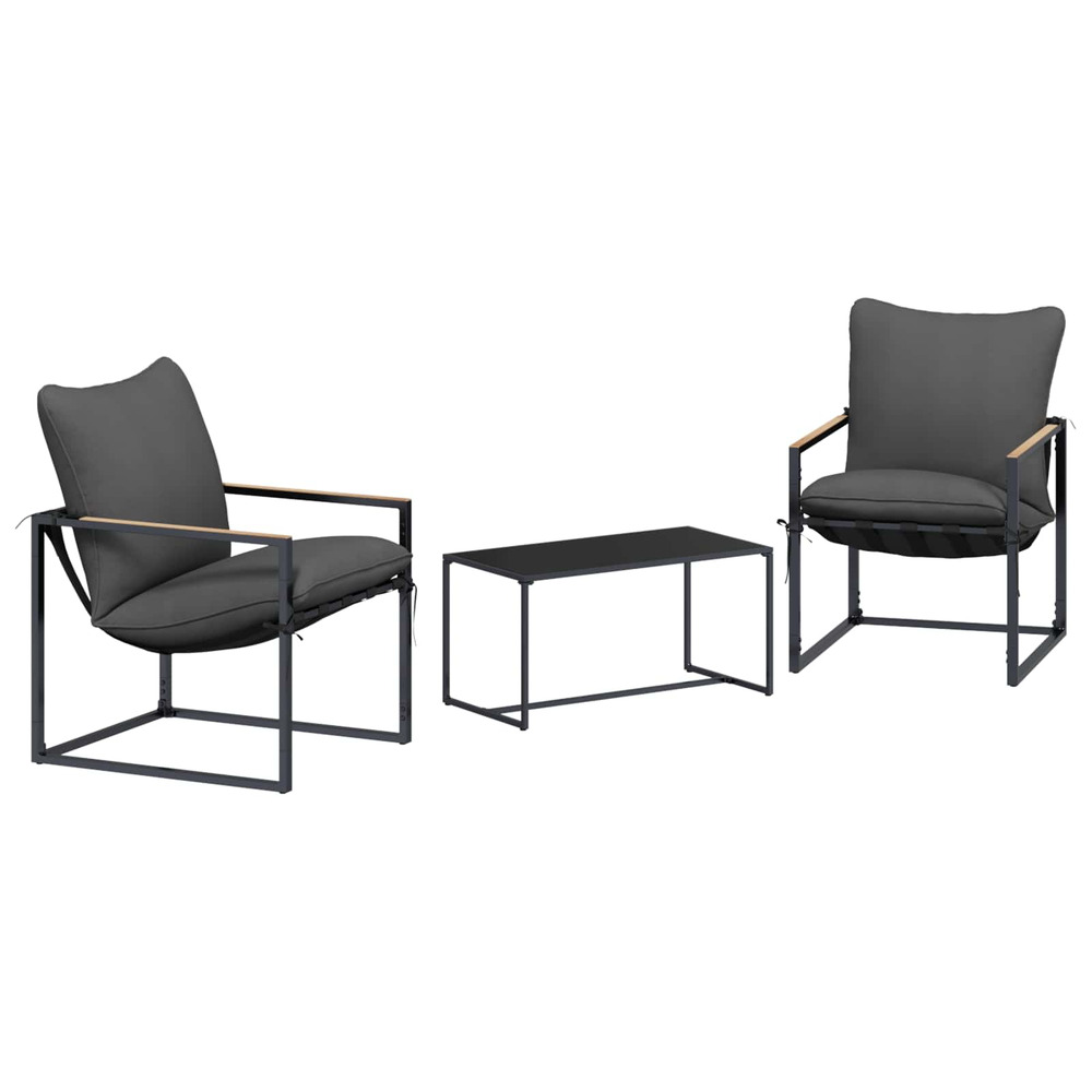 Ensemble de canapé de jardin 3 pcs noir et anthracite acier