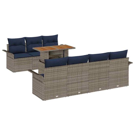 Ensemble de canapé de jardin 8 pc gris et bleu marine