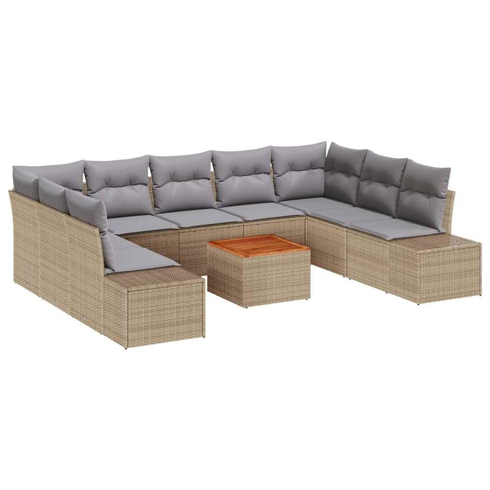 Ensemble de canapé de jardin 10 pc beige et gris clair