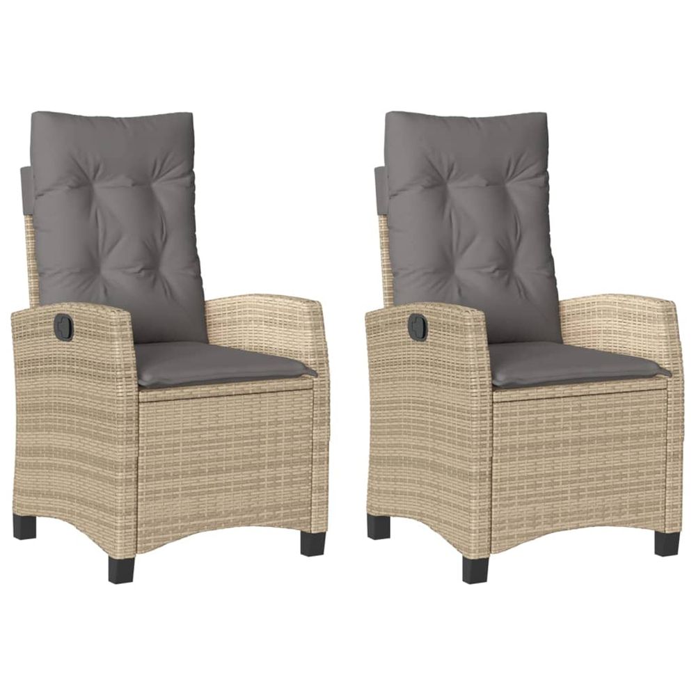 Chaises inclinables jardin lot de 2 et coussins résine tressée