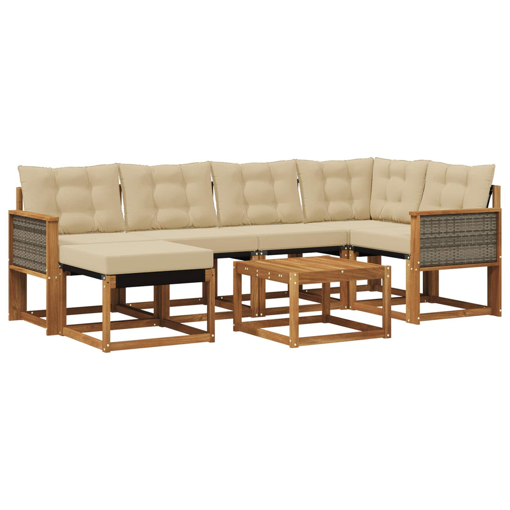 Ensemble de canapés d'extérieur 7 pcs naturel et beige