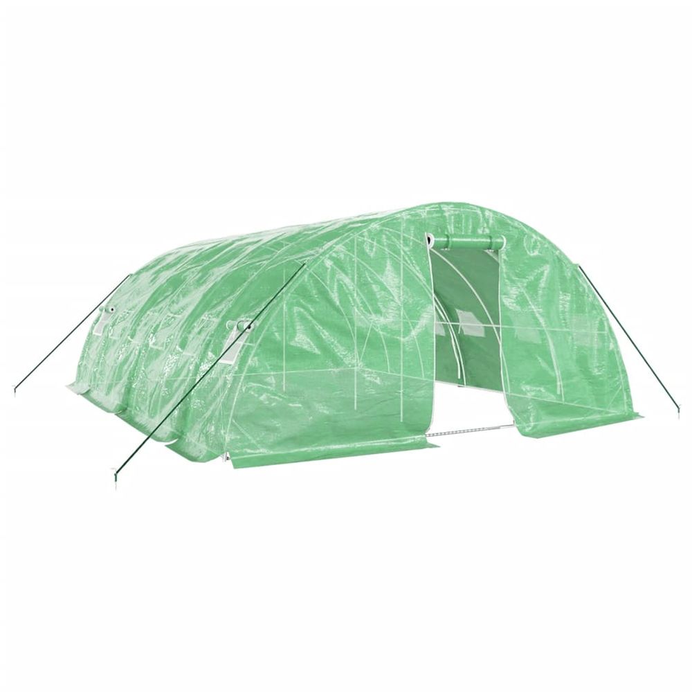 Serre avec cadre en acier vert 30 m² 6x5x2,3 m