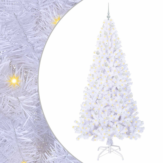 Sapin de noël artificiel avec 300 led blanc 240 cm pvc et acier