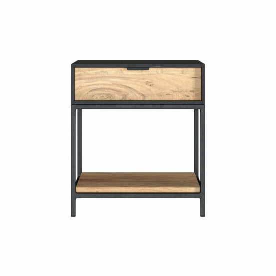 Jakson-table de chevet en bois et métal noir 1 tiroir