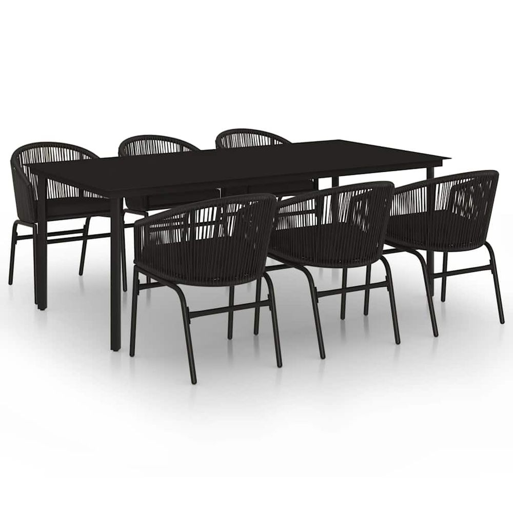 Ensemble à manger de jardin 7 pcs noir