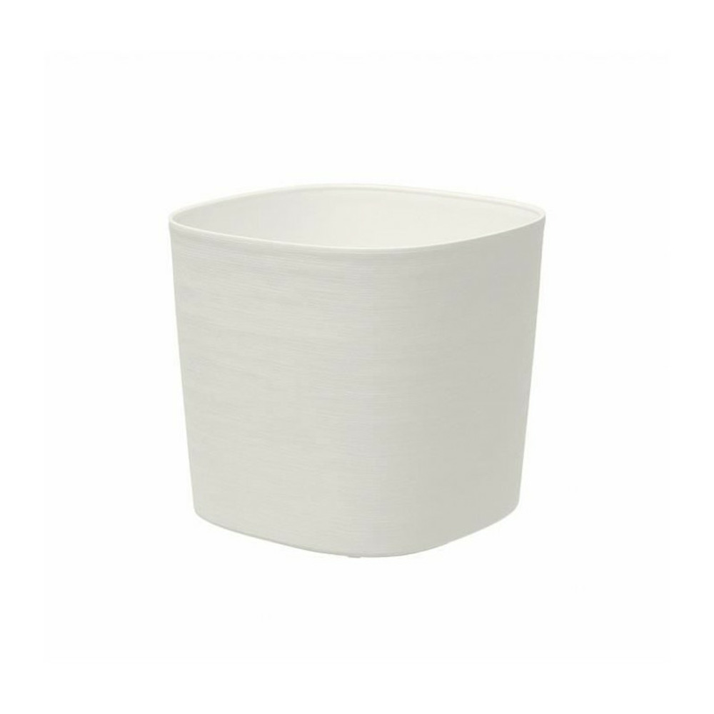 Pot avec réserve d'eau - garden id respect - blanc 20 x 20 cm - avec 100% déchets ménagers et 100% recyclable - surface struc
