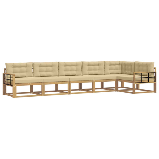 Ensemble de canapés d'extérieur 4 pcs blanc et beige polyester