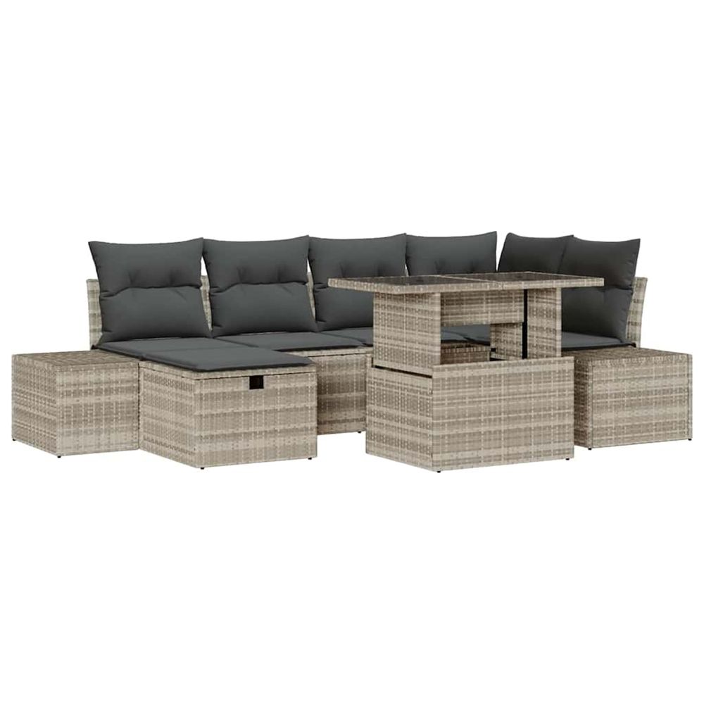 Ensemble de canapé de jardin 7 pc gris clair polyrotin
