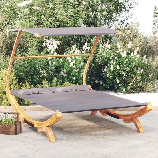 Lit repos et auvent 165x203x138cm bois courbé massif anthracite
