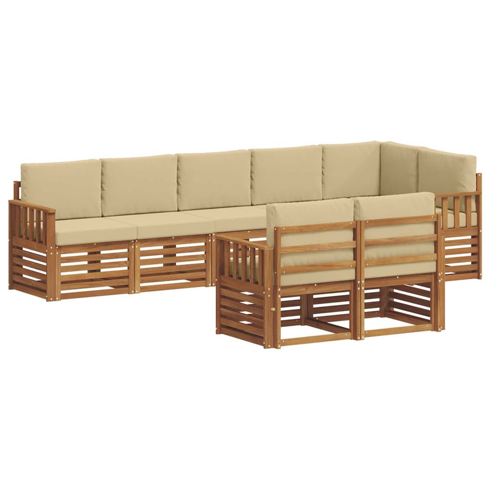 Ensemble de canapés d'extérieur 8 pc naturel et beige polyester