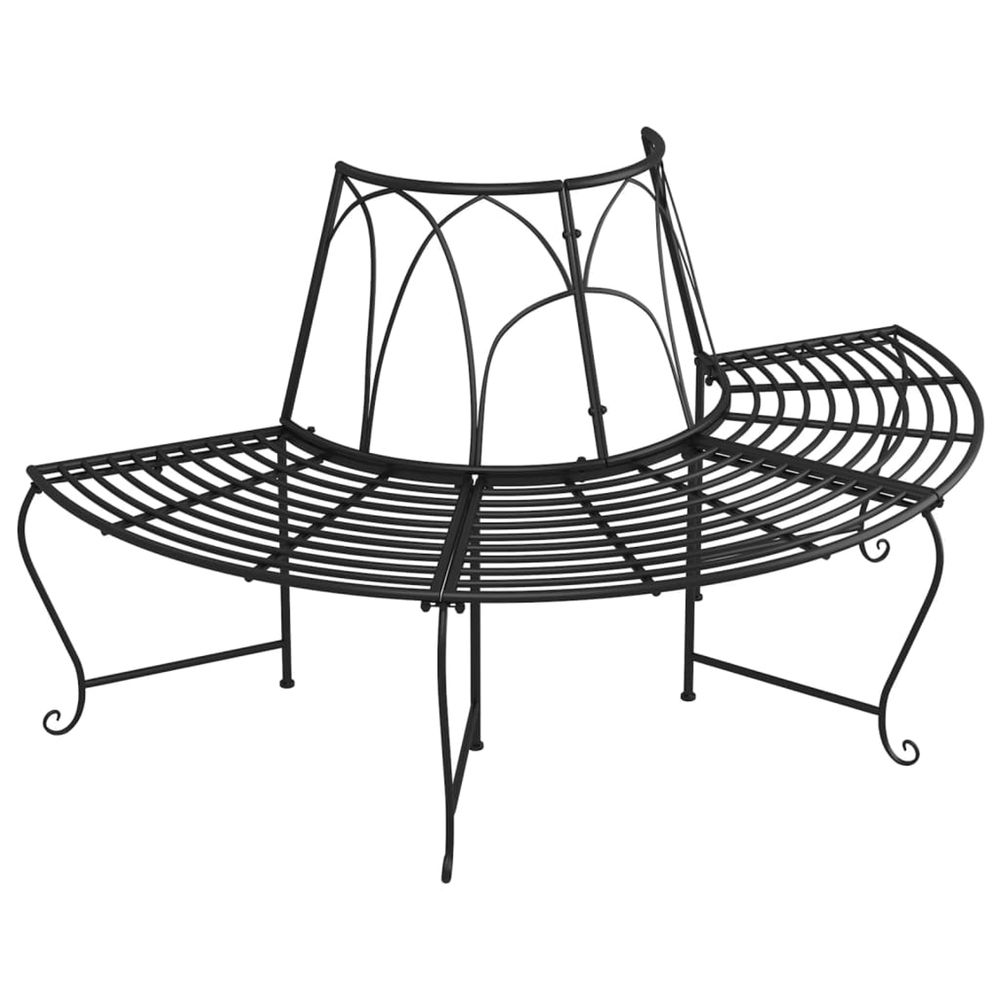 Banc demi-circulaire tour d'arbre ø159 cm noir acier