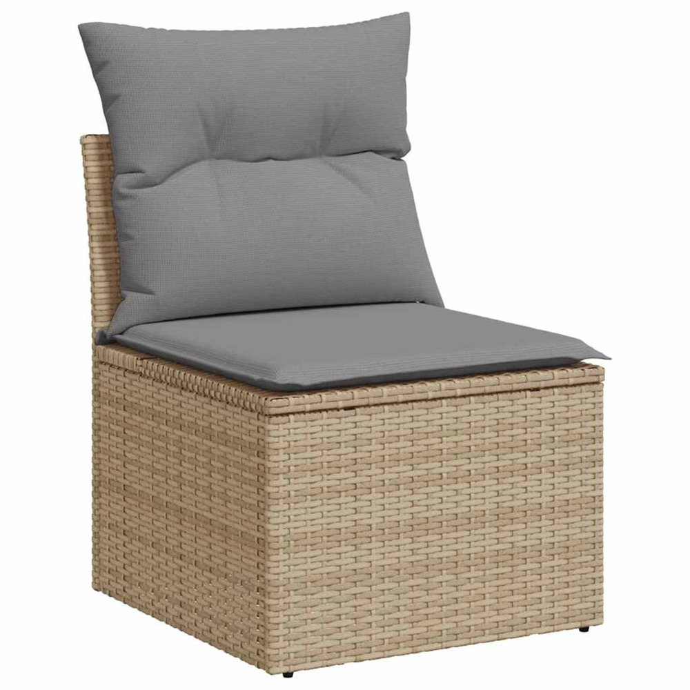 Chaise de jardin sans accoudoirs avec coussins beige poly rotin